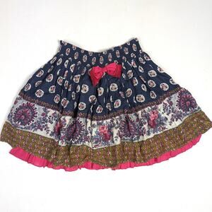 Monsoon Skirt Girls Sz 11-12 Navy Floral Paisley Mini Boho